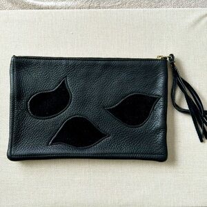Black natural leather clutch